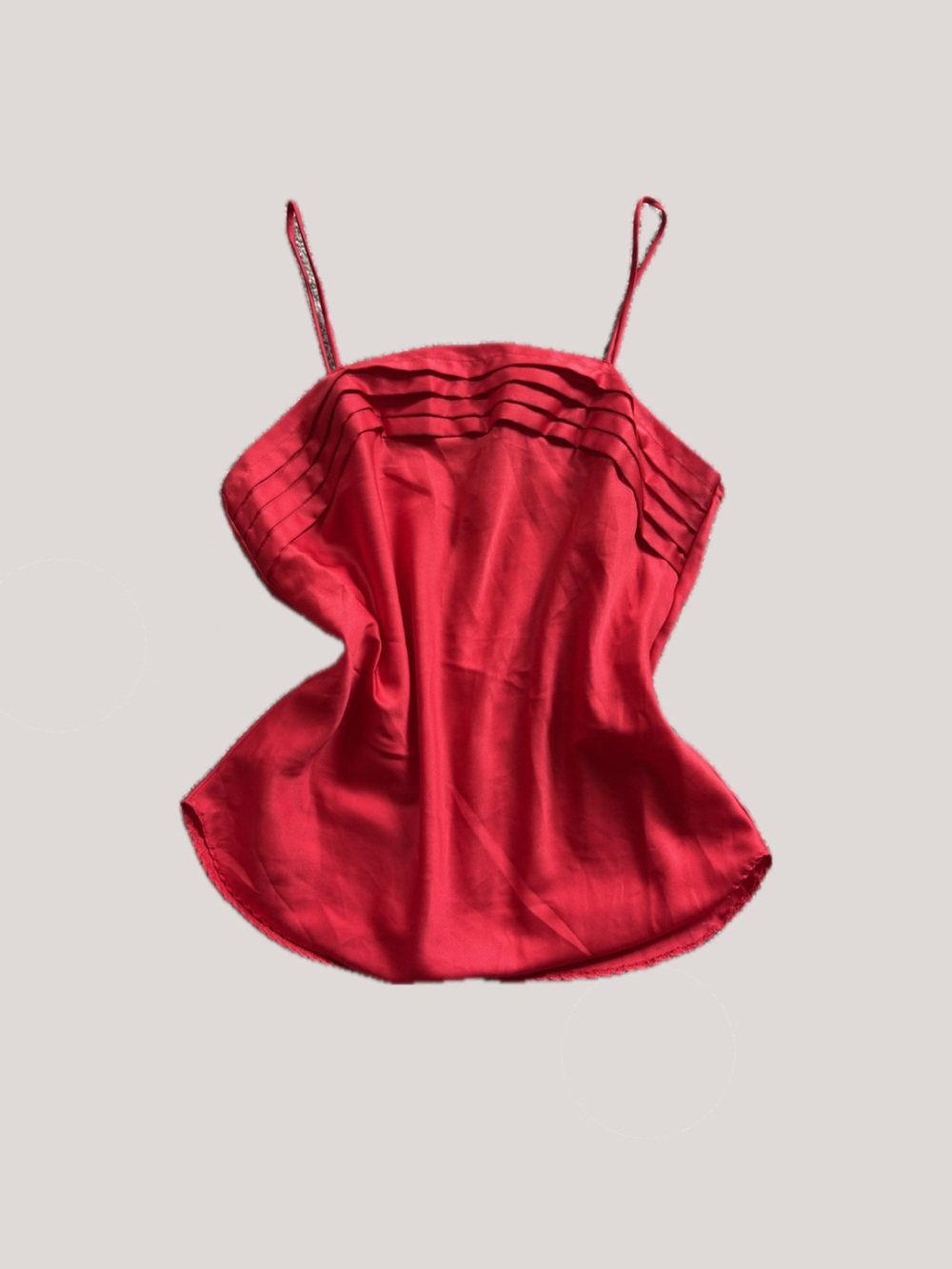 Sleek Women’s Red Satin Pintuck Cami